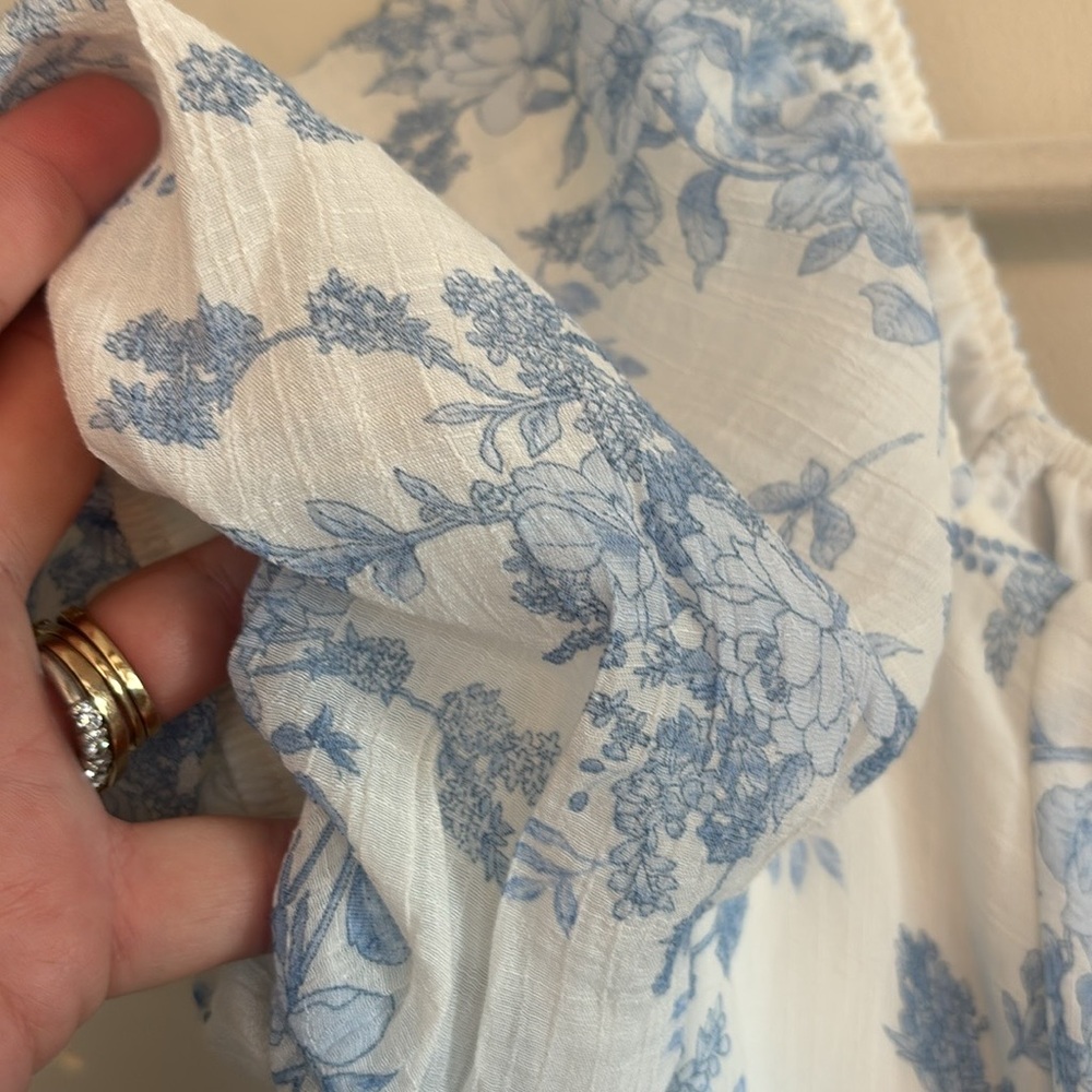 Blu Pepper Blue and White Floral Mini Dress EUC Sz L - Picture 4 of 6